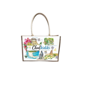 Linen tourist bag with button - Chalkidiki - 36*25*16cm - 871880