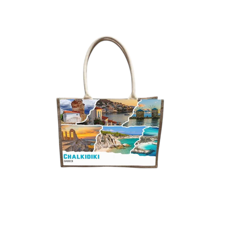 Linen tourist bag with button - Chalkidiki - 36*25*16cm - 871881
