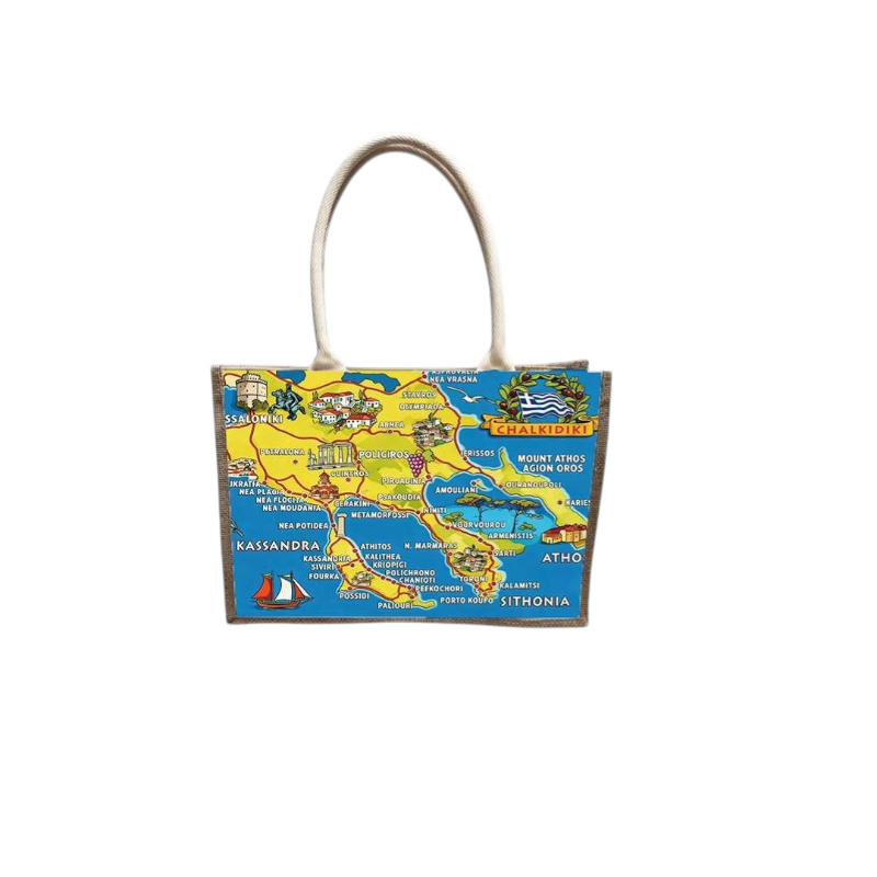 Linen tourist bag with button - Chalkidiki - 36*25*16cm - 871882