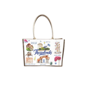 Linen tourist bag with button - Thessaloniki - 36*25*16cm - 871884