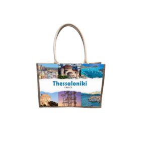 Linen tourist bag with button - Thessaloniki - 36*25*16cm - 871885