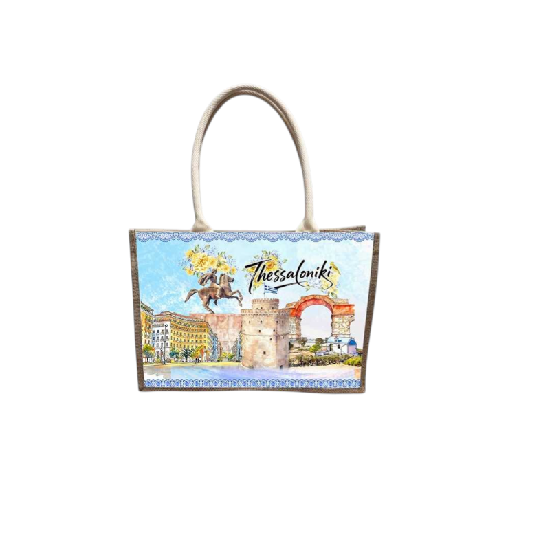 Linen tourist bag with button - Thessaloniki - 36*25*16cm - 871887