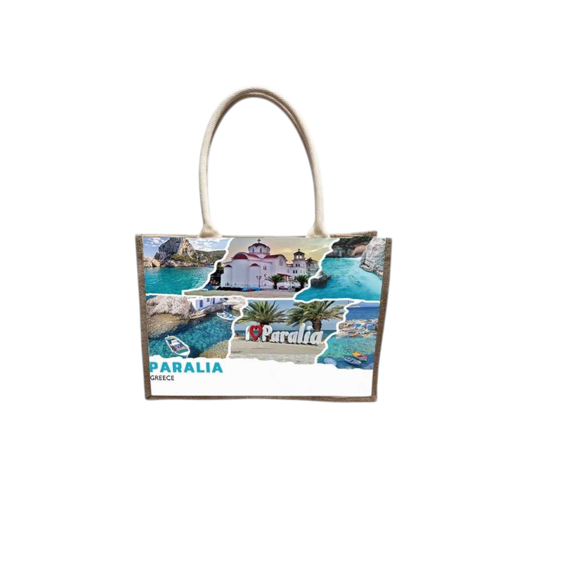 Linen tourist bag with button - Paralia - 36*25*16cm - 871889