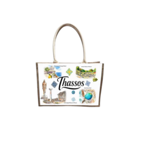 Linen tourist bag with button - Thassos - 36*25*16cm - 871892