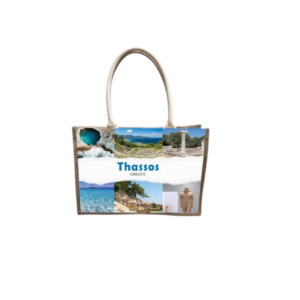 Linen tourist bag with button - Thassos - 36*25*16cm - 871893