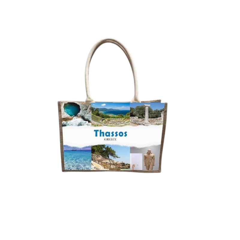 Linen tourist bag with button - Thassos - 36*25*16cm - 871893