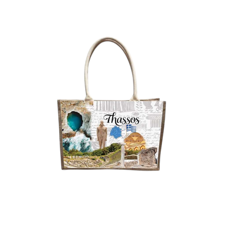 Linen tourist bag with button - Thassos - 36*25*16cm - 871895