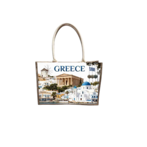 Linen tourist bag with button - Greece - 36*25*16cm - 871898