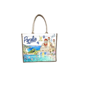 Linen tourist bag with zipper - Paralia - 40*34*19cm - 871911