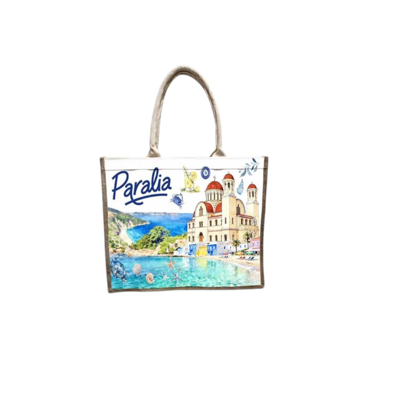 Linen tourist bag with zipper - Paralia - 40*34*19cm - 871911