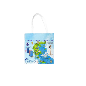 Fabric canvas tourist bag with zipper - Greece - 35*40cm - 871979