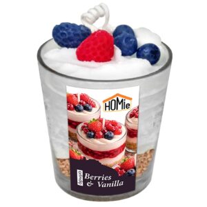 Jar Candle Dessert Design with Berries and Vanilla 180g net 8.5x ø7cm (total height=11cm) Homie 57512