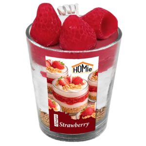 Jar Candle Dessert Design with Strawberries 180g net 8.5x ø7cm (total height=11cm) Homie 57515