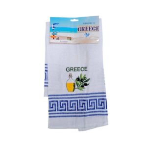 Πετσέτα ποτηρόπανο Souvenir με κέντημα - Σετ 12pcs - Greece - 416129