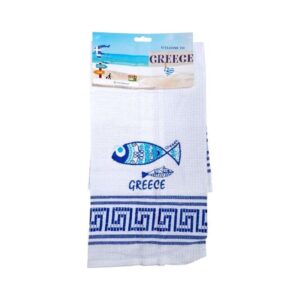 Πετσέτα ποτηρόπανο Souvenir με κέντημα - Σετ 12pcs - Greece - 416167