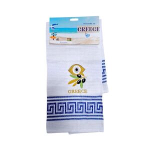 Πετσέτα ποτηρόπανο Souvenir με κέντημα - Σετ 12pcs - Greece - 416211