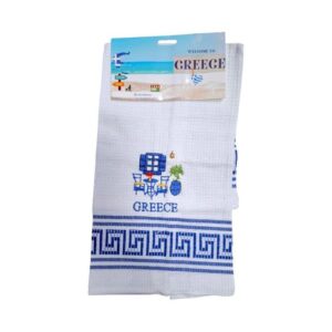 Πετσέτα ποτηρόπανο Souvenir με κέντημα - Σετ 12pcs - Greece - 416242