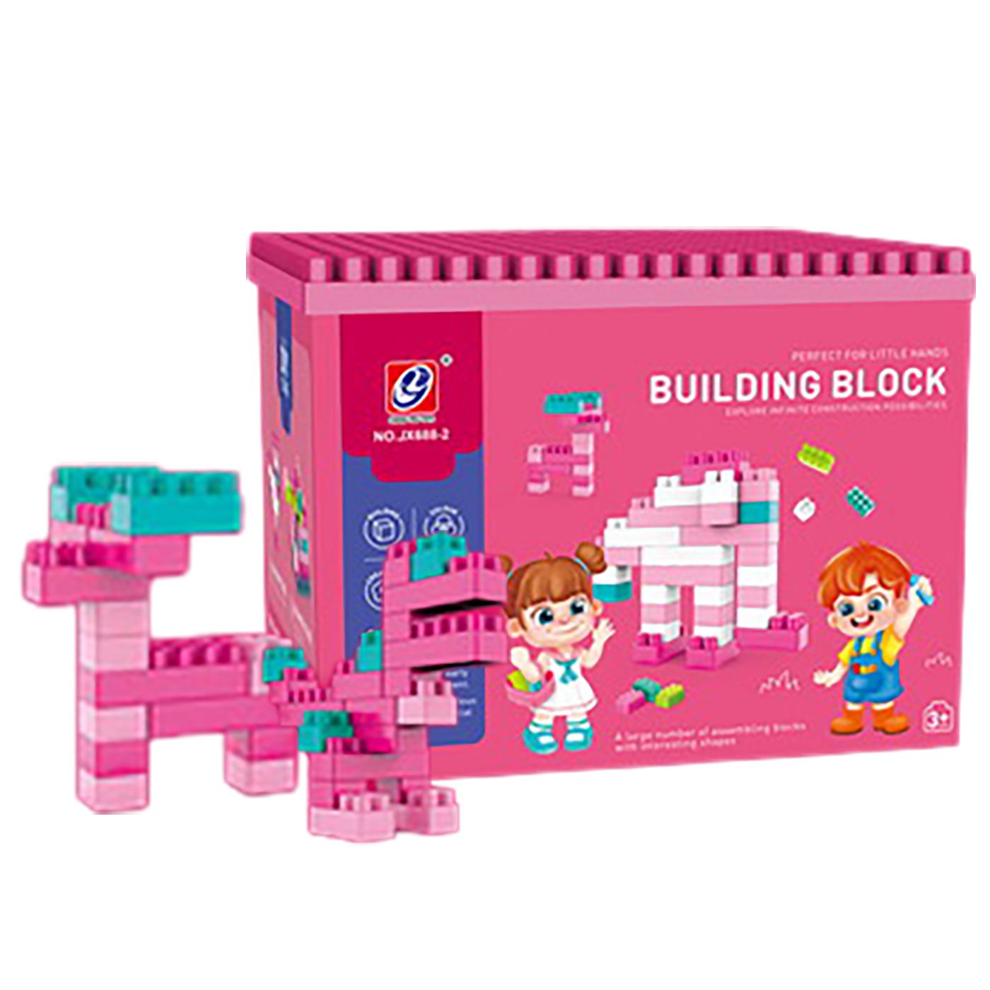 Τουβλάκια σε ροζ Παιχνιδόκουτο 100τεμ. 3+ Ετών 21x17x16,5cm ToyMarkt 95464 - Image 2